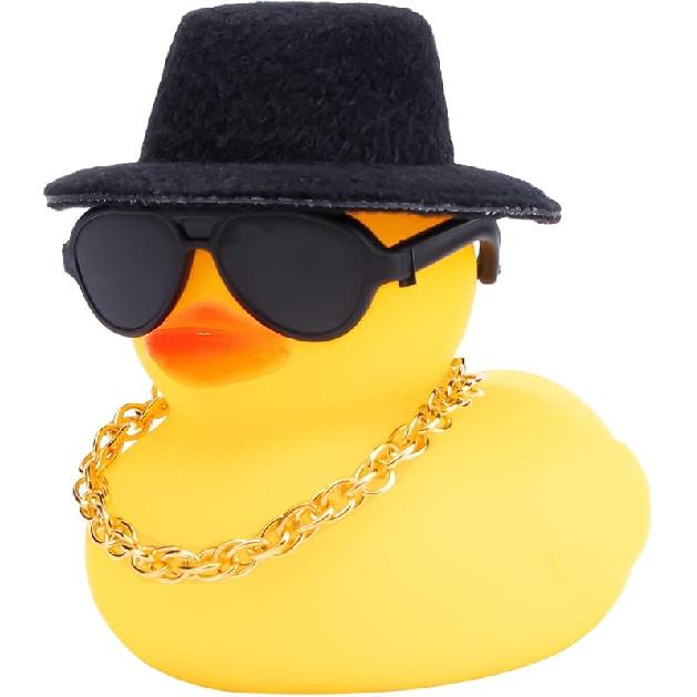 Wonuu Rubber Duck Car Ornaments Yellow Duck Car Dashboard Decorations with Propeller Helmet for Christmas Decor and Home Decorations for Adults