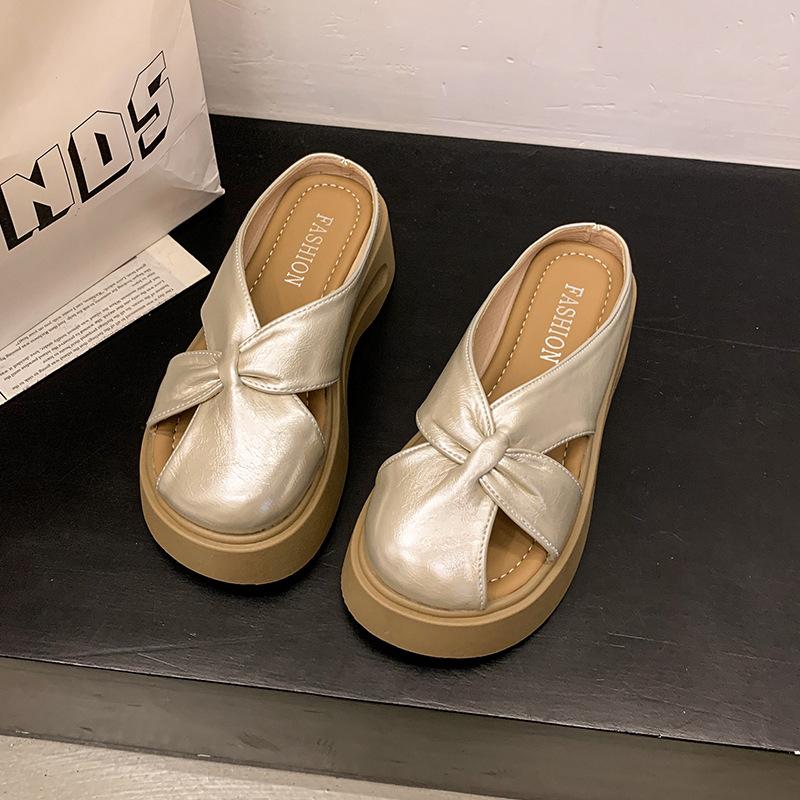 Thick-soled Outer Wear Lazy Bag Head Half Slippers, Women's Foot Pedal Cool Slippers Casual New Summer Versatile Slippers