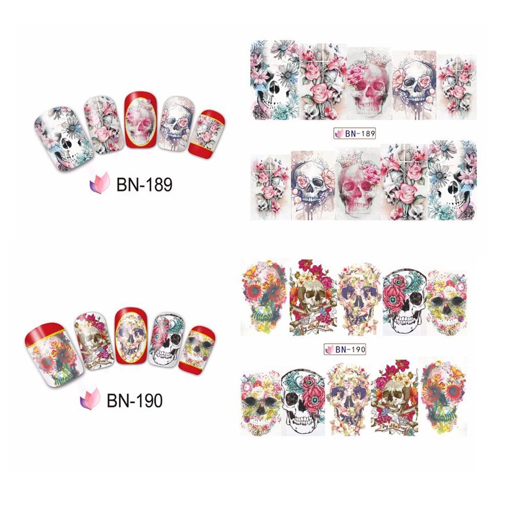Halloween Bone Transfer Nail Art Sticker Polish Decal Manicure Decoration Accessory