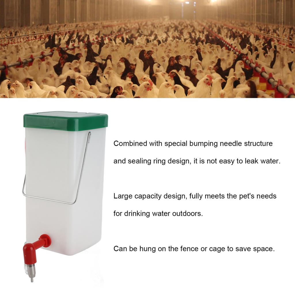 Chicken Nipple Waterer Hanging Leak Proof Large Capacity Poultry Nipple Drinker for Farm Hanging Chicken Nipple Drinker
