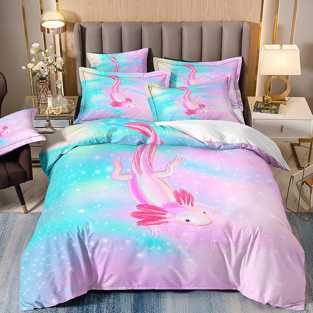 Cartoon Children Animal Frog Salamander Three-Piece Set 3D Digital Printing Grinding Quilt Cover Bedding