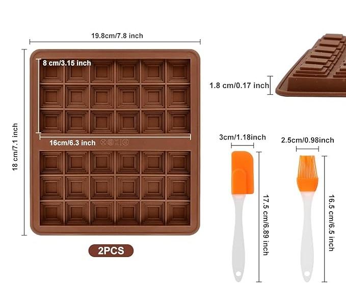 Silicone Chocolate Molds 2 pcs BPA Free Spatula Brush DIY