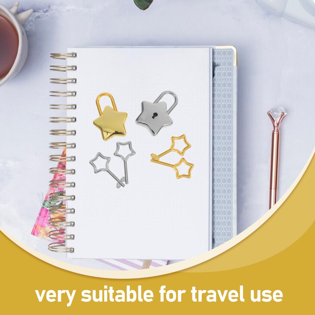 2Pcs Star Shaped Lock Mini Padlock for Travel Luggage Diary Book Storage Boxes Security Locker Lock Small Padlock