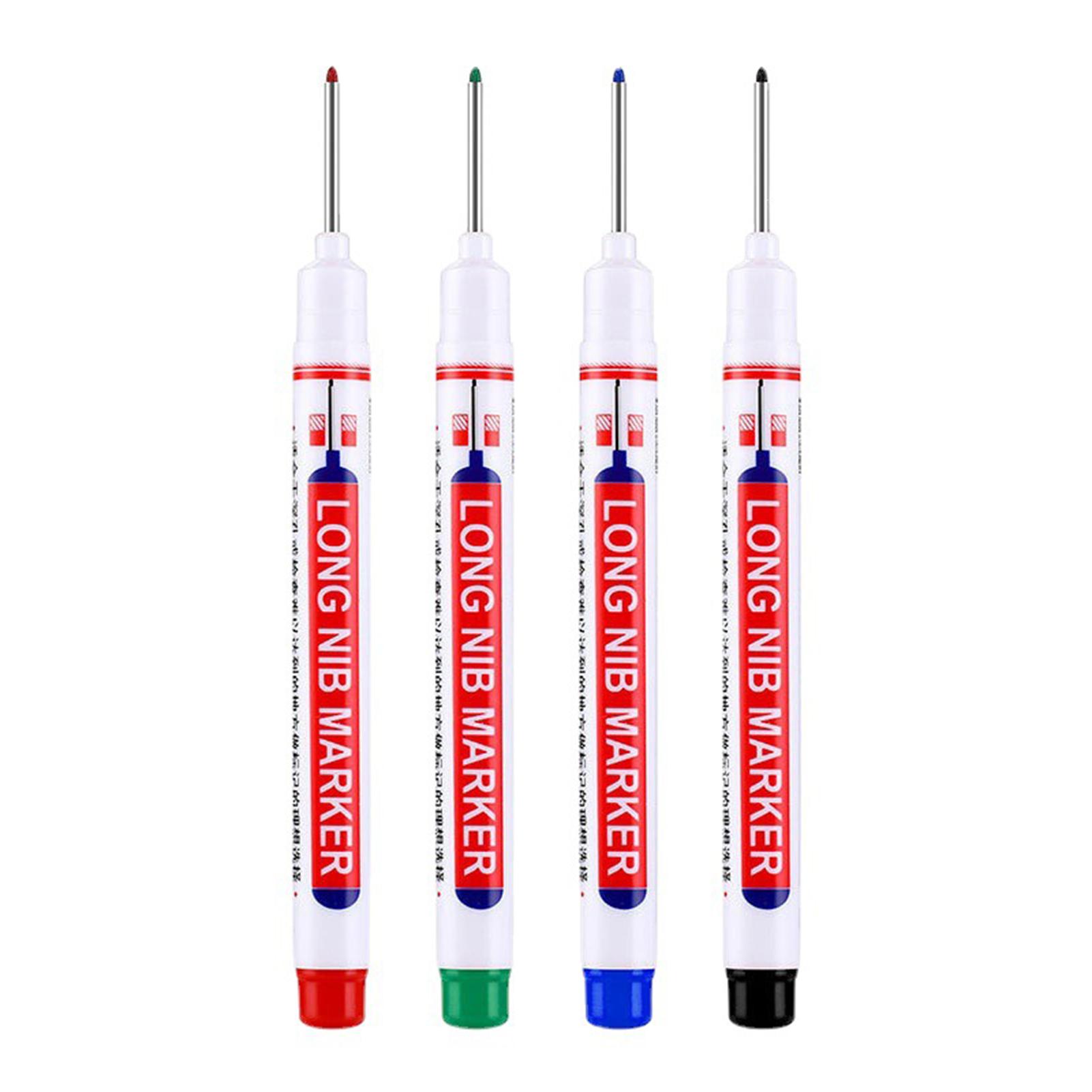 

4pcs Long Nose Deep Hole Marker Pen,20mm Deep-Reach Markers Waterproof Drill Hole Long Nib Marker Carpenters Pens For Arts Craft синий