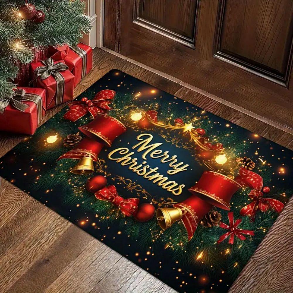 VIKAMA Christmas Entrance Floor Mat for Front Door Bathroom Kitchen Floor Mat Entrance Welcoming Carpet Holiday Home Decoration