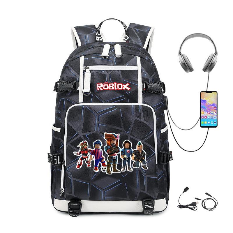Cartoon Game USB Backpack Large Capacity Hiking Bag College Student Outdoor Travel Casual Daypack