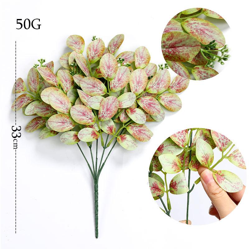 

6pcs Simulation Plants Hotel Decor Plastic Forest Series Eucalyptus Leaf Bouquet Restaurant Decoration Artificial Green Plant