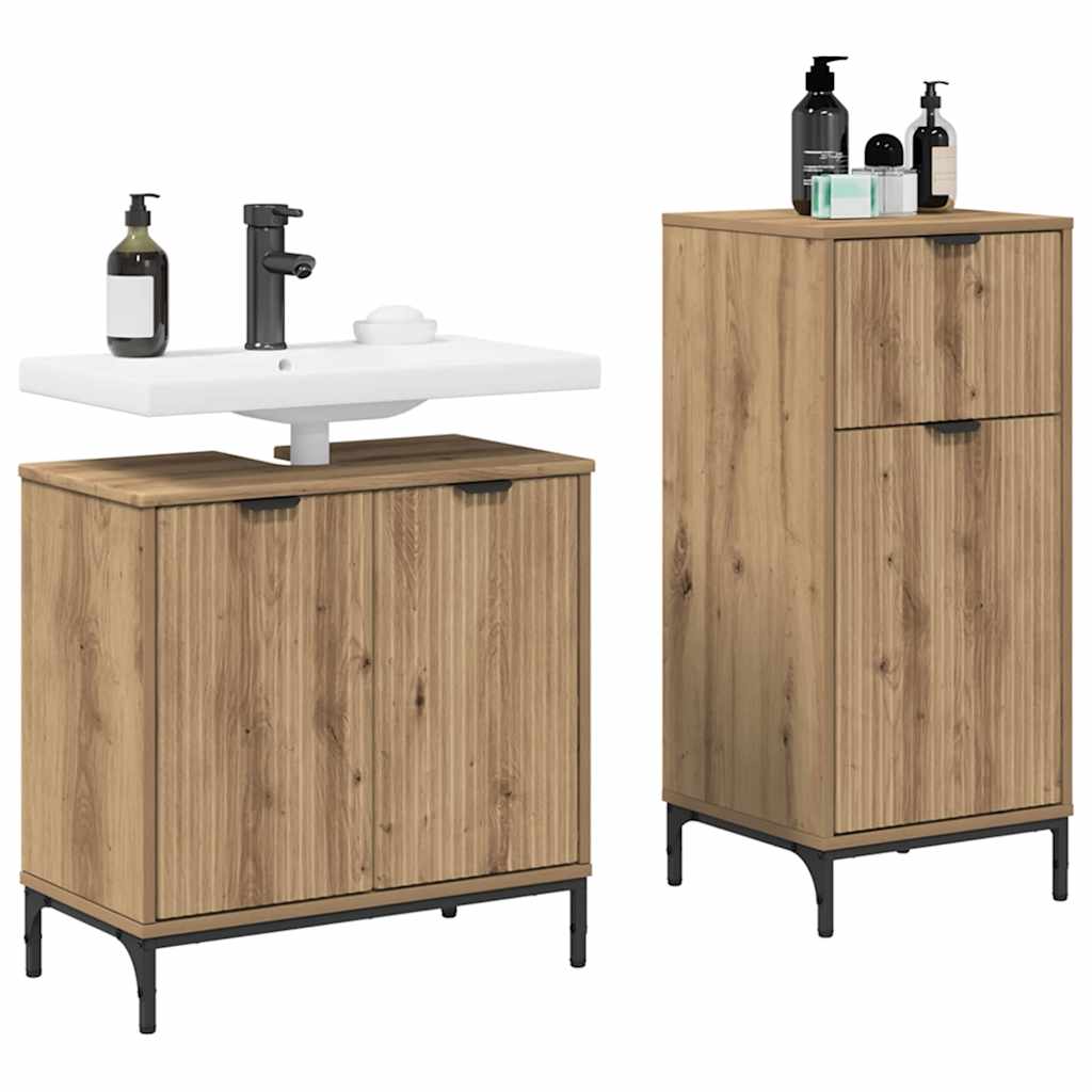 Bathroom Furniture Set 2 pcs Artisan Oak Plywood and Metal
