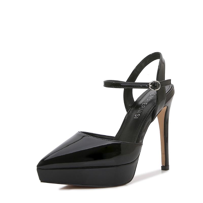 Spring New Style One-Button Women's Pointed-Toe High Heels Korean Hollow Straps Light Mouth Women's Shoes Fashionable Elegant