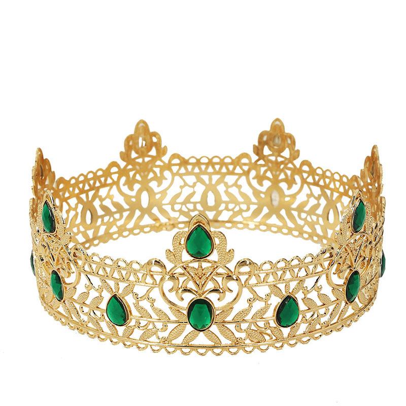 European and American Men's Golden Crown Simple Multi Color Full Circle King Crown Headdress Birthday Bride Crown