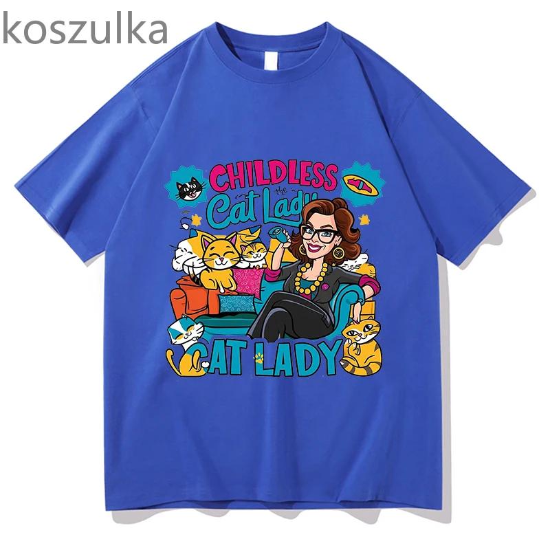 Unisex Sommer Lustiges Print T-Shirt Meme Kawaii Kinderlose Katze Lady Tees Frauen Kleidung Tops Mode Lässig Kurzarm Streetwear