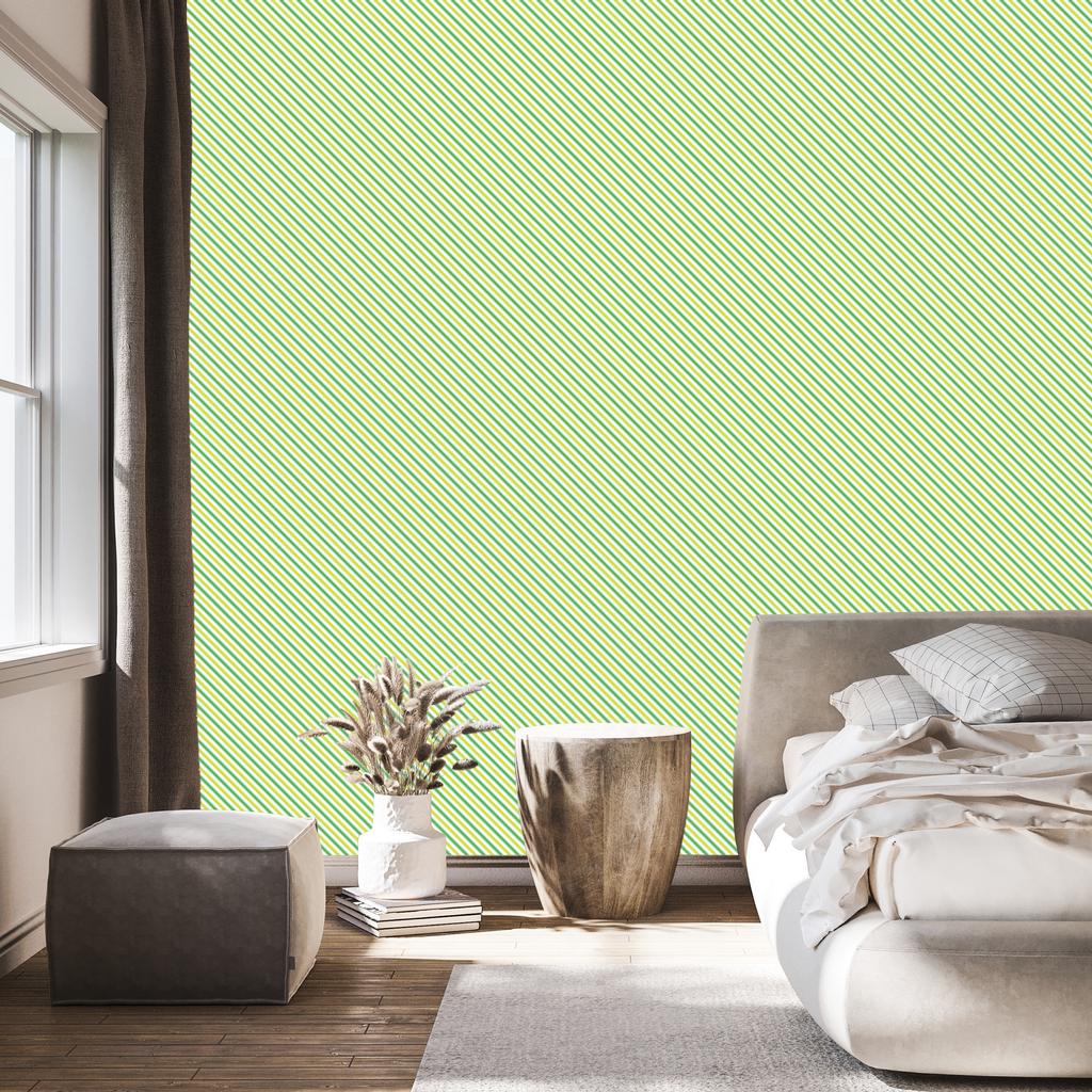 Lime and mint stripes wallpaper for living room and bedroom 50x1000