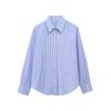 2025 Spring Women's European & American Striped Poplin Long Sleeve Lapel Shirt