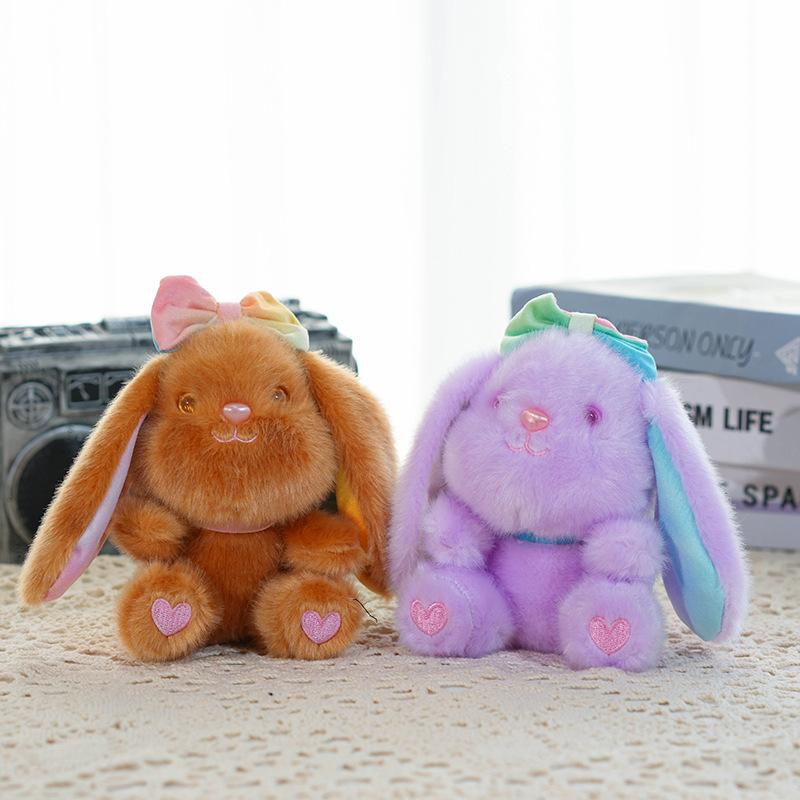 Cartoon Plush Toy Rabbit with Lop Ears Cute Stuffed Bunny Doll Backpack Pendant Gift