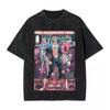 Summer Invincible Animation Mark Washed Vintage Tshirt Loose Fit Unisexs And Unisexs Trendy Printed Couple Short Sleeve Shirt