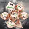 7 Pcs Copper Flower Metal Dice Solid Metal Polyhedral Dice Set Suitable for Role-Playing RPG Board Game Card Game