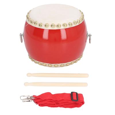 Kids Chinese Drum Plastic Sheepskin Maple Wood Red Color Children Percussion Drum with Adjustable