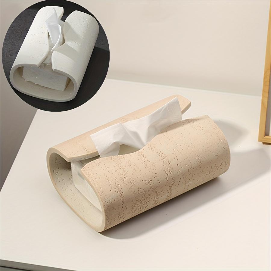 1pc Elegant Resin Tissue Box Holder Rectangular, Imitation Stone Design, Perfect for Bathroom Home Decor, Durable Material, Holds Multiple Tissues