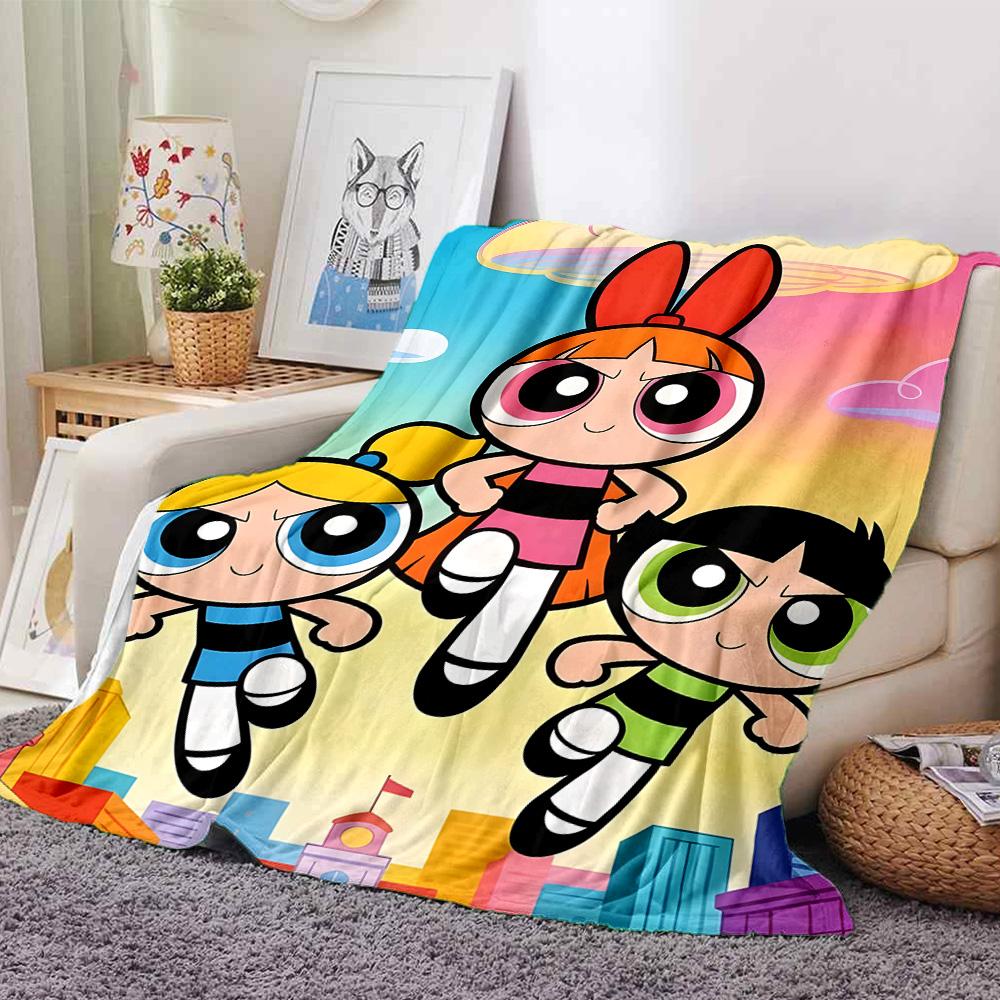 1pc Powerpuff2 Blanket, Gift, for Men and Women, Soft Blanket, Good for Sofa Bed Couch Travel, Lightweight Flannel Blanket