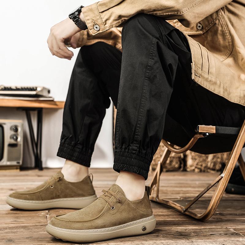 Men's Casual Leather Shoes Soft Sole Walking Shoes Luxury Brand Lace-Up Lightweight Walking Shoes Outdoor Mens Sneakers