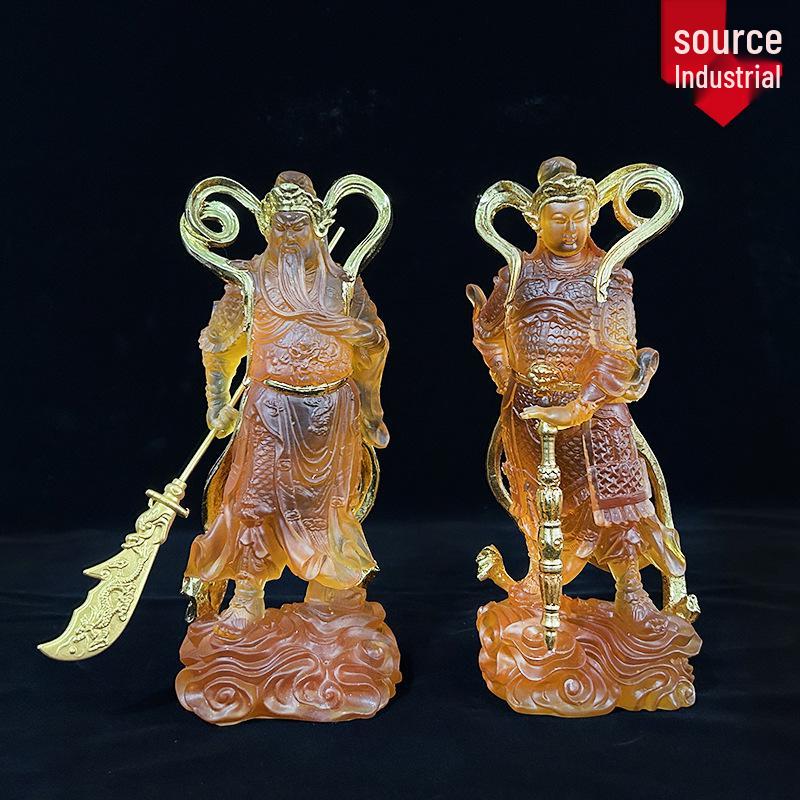 Jialan Weida Gilded Bodhisattva Water Glaze Resin Ornament 21cm Guan Gong