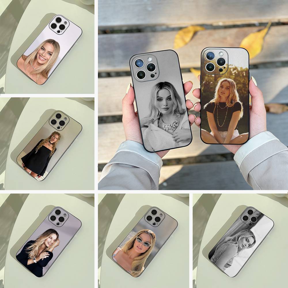 M-R-Margot -Robbie Phone Case For iPhone 17,16,15,14,13,12,11 Pro Max,16Plus,XS Lightweight and practical Soft Black Cover