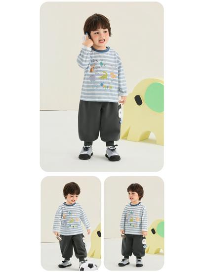Kaka Panda Kids' Long-Sleeve Base Layer T-Shirt - Spring/Fall Trendy Wear