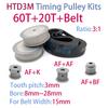 HTD3M triger kayışı kasnak kitleri 60 diş 20 diş genişlik 15mm 1:3 redüksiyon oranlı senkron kayış opsiyonel kitler kombinasyonu HTD3M 60T 20T