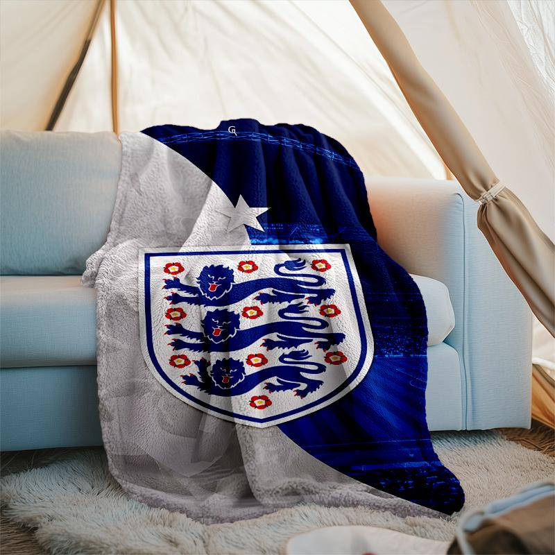 1PC England Football Crest Printed Soft Flannel Blanket Throw for Adult Bedroom Living Room Sofa Camping Travel Fan gifts Christmas Gifts