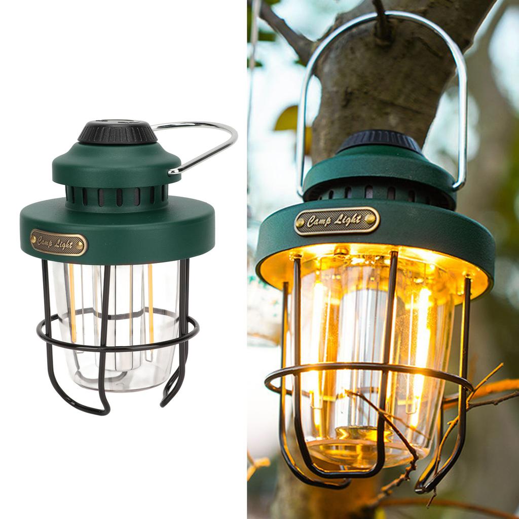 Retro LED Camping Lantern Portable Multifunctional Rechargeable Tent Light for Outdoor