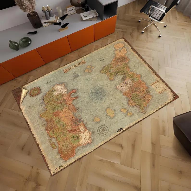 

Azeroth Adventure World of Warcraft Map Rugs Cool and Popular Area Carpets Fantastic Floor Mats for Boys Rooms and Movie Decor 40x60cm