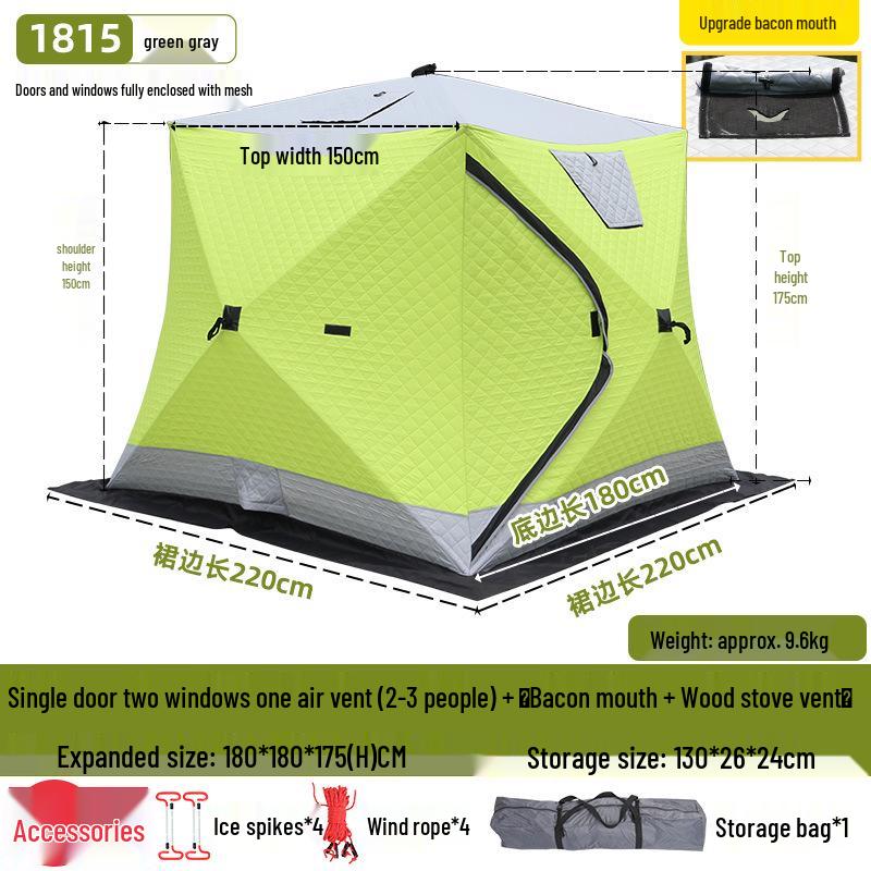 Hexagonal Cotton Ice Fishing Tent - Thickened, No Assembly Needed