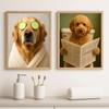 Süßer Hund auf der Toilette Lustiges Tier Badezimmer Poster Drucke Leinwandbild Moderne Wandkunst Bilder Dusche Heimdekoration