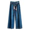 Retro embroidered high-waisted wide-leg jeans women's spring and autumn new loose drape and thin straight casual trousers