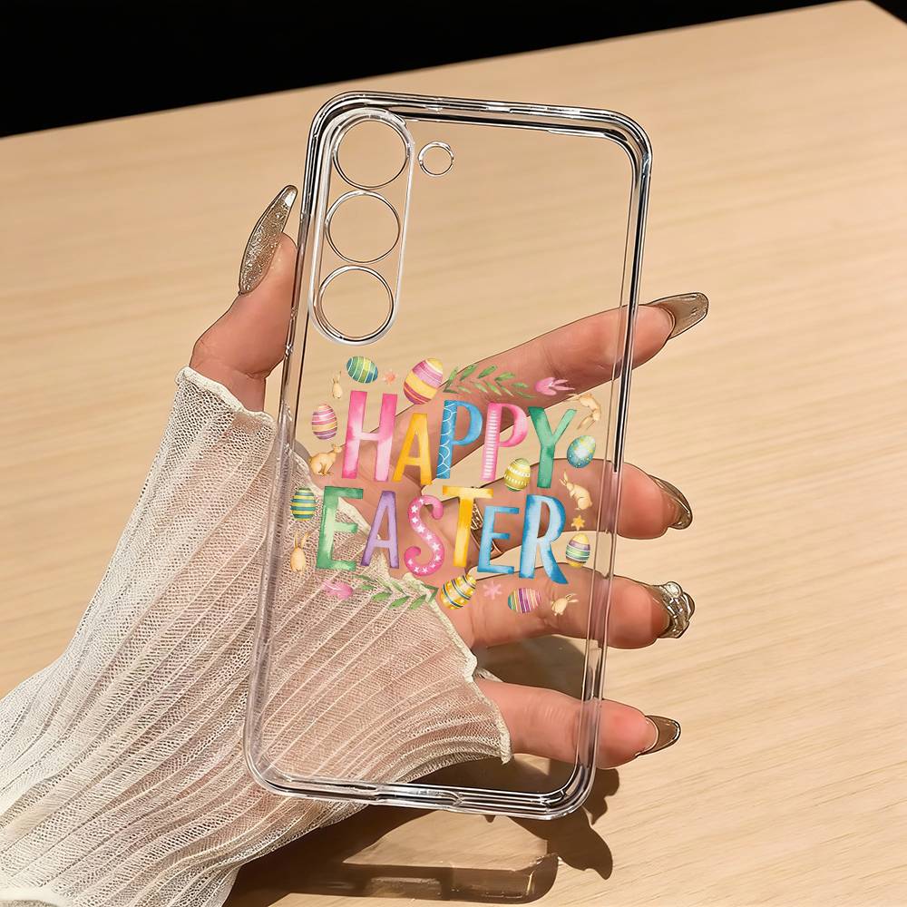 H-Happy Easter Phone Case For Samsung S25,S24,S21,S22,S23,S30,Ultra,S20,Plus,Fe,Lite Transparent Cover