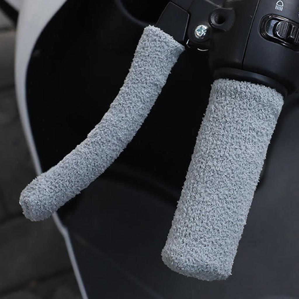 Motorcycle Handle Grip Covers Soft Stretchable Plush Cycling Handlebar Brake Lever Cover Set Handlebar Cover Coldproof Warm Pad