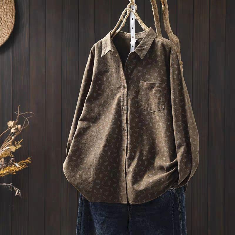 Floral Shirt Women's Spring New Loose Retro Long-sleeved Layered Shirt