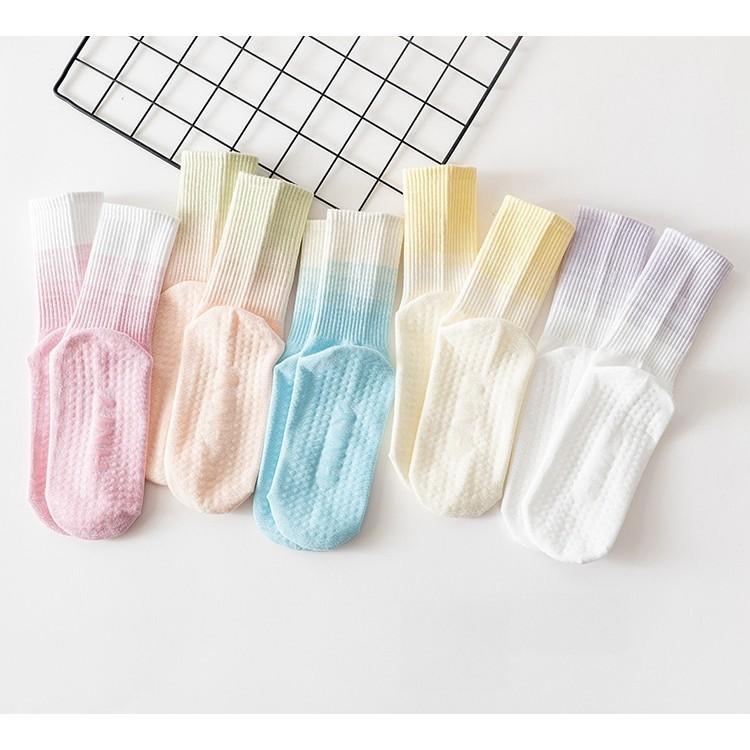 Yoga-Socken, mittellange gekämmte Baumwolle, rutschfeste Bodensocken aus Silikon, Fitness-Pilates, Damen-Fitness-Aerobic-Socken