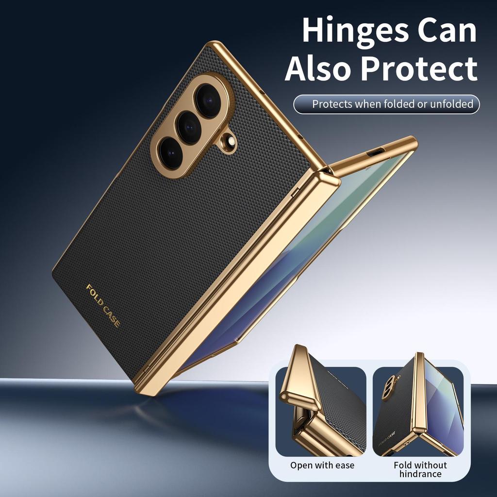 Samsung Z Fold7 Case: Foldable Electroplated Diamond Pattern, Plain Leather, Full Coverage for Fold6/5, Cross-border Compatibility.