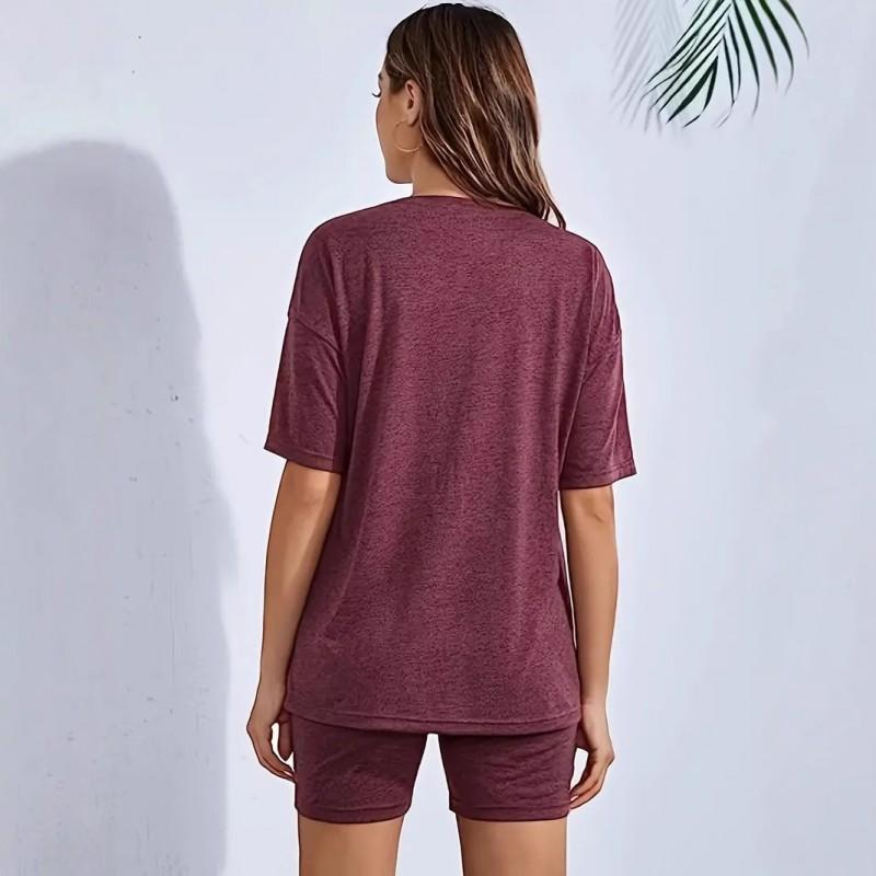 Womens Casual Solid Short Sleeve Shorts Maternity Set Cotton Loungewear Pregnancy