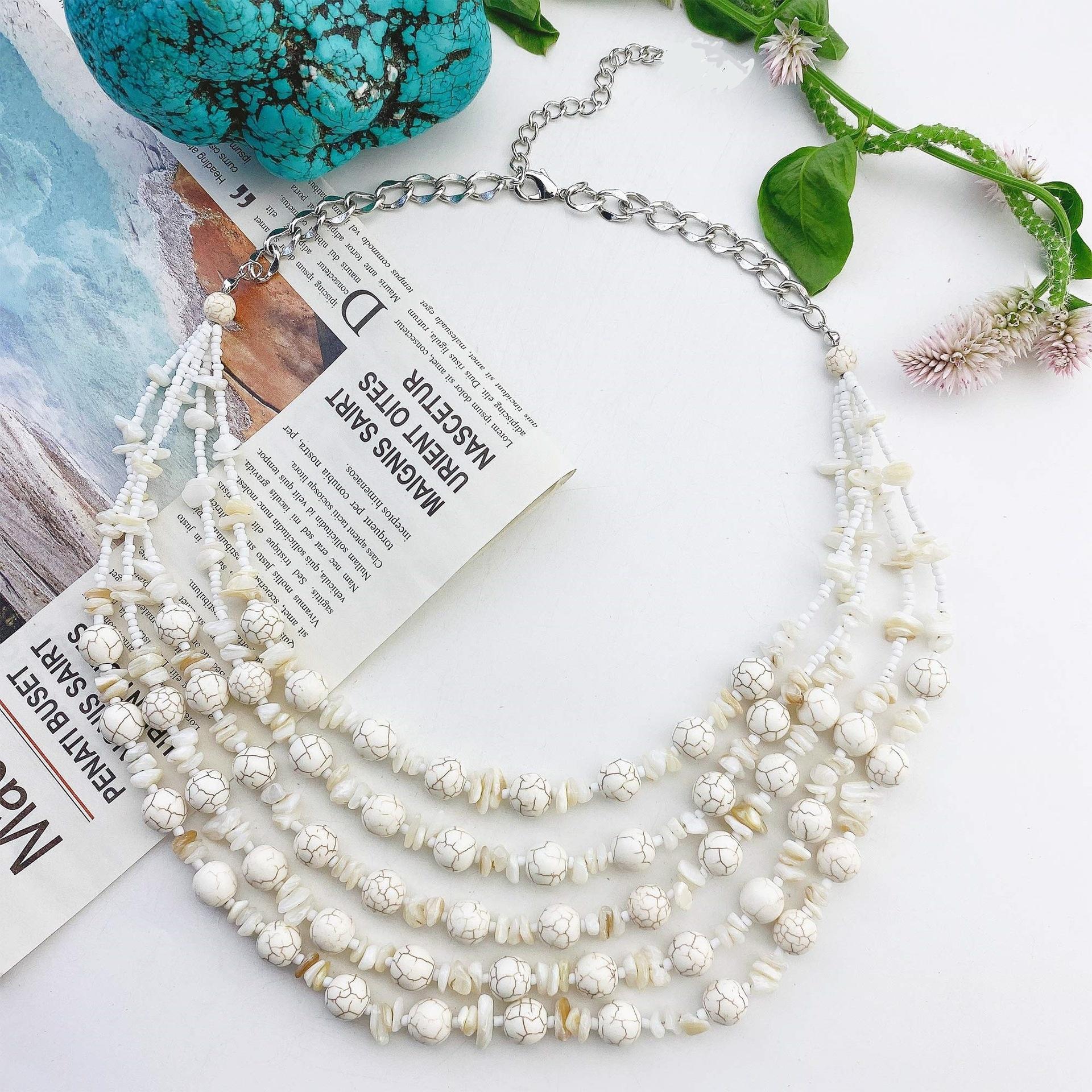 

Бирюзовое винтажное роскошное многослойное благородное ожерелье