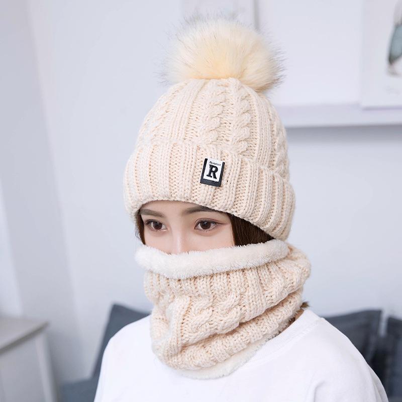 Women s Winter Woolen Earmuffs and Velvet Warm Knit Hat Women s Cycling Windproof Earmuffs Hooded Cap бежевый