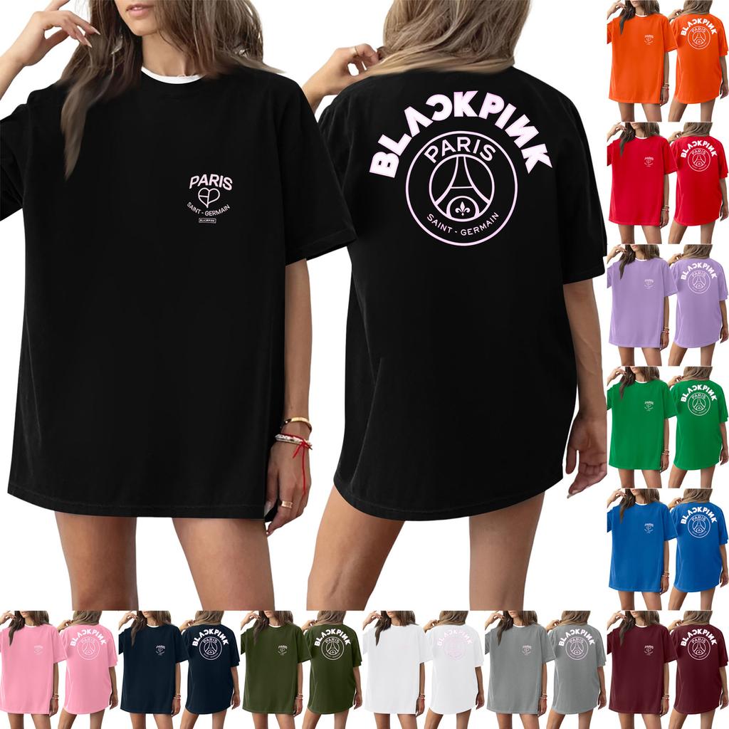 Women's Round Neck Printed Short-sleeved T-shirt Top