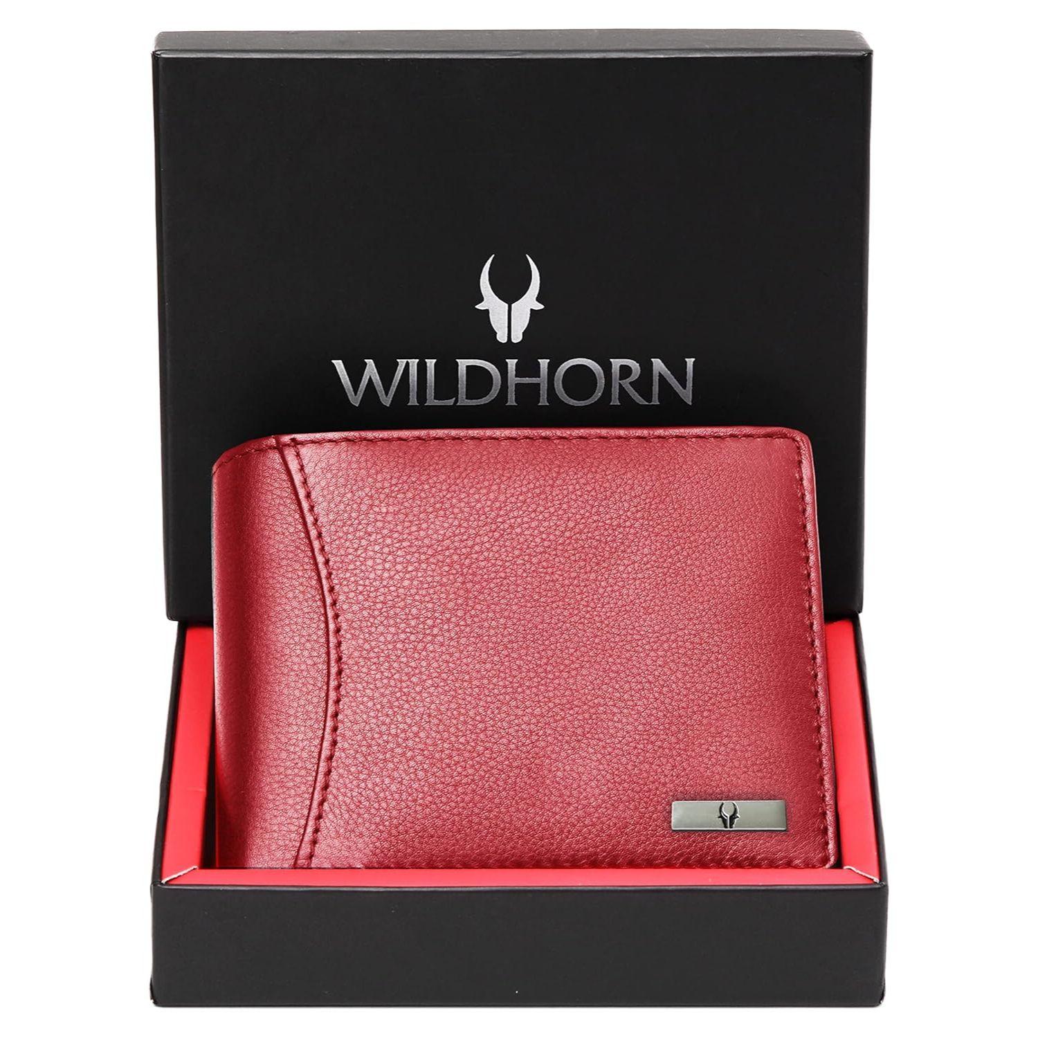 

Классический кожаный мужской кошелек (серый) красный