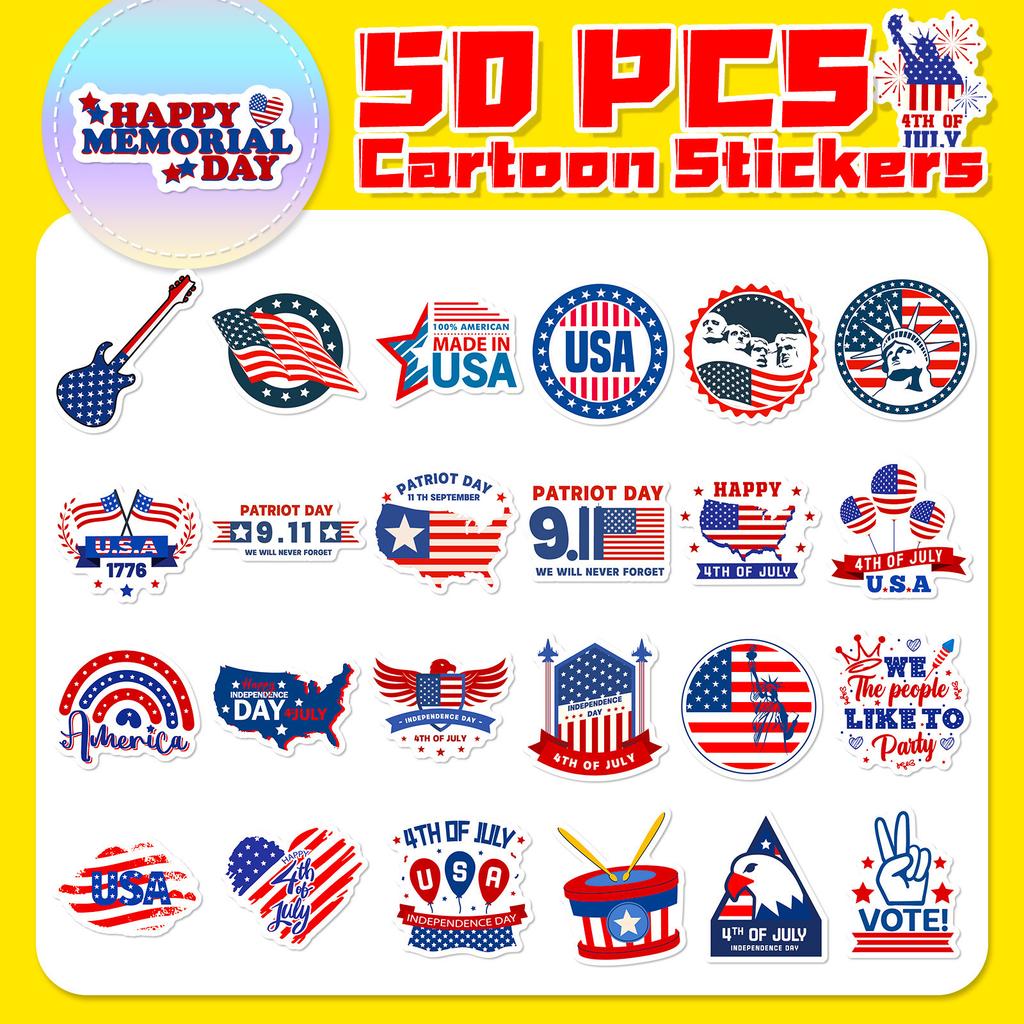 50 American Stars and Stripes Independence Day Stickers American Flag General Election Personalized Graffiti Stickers