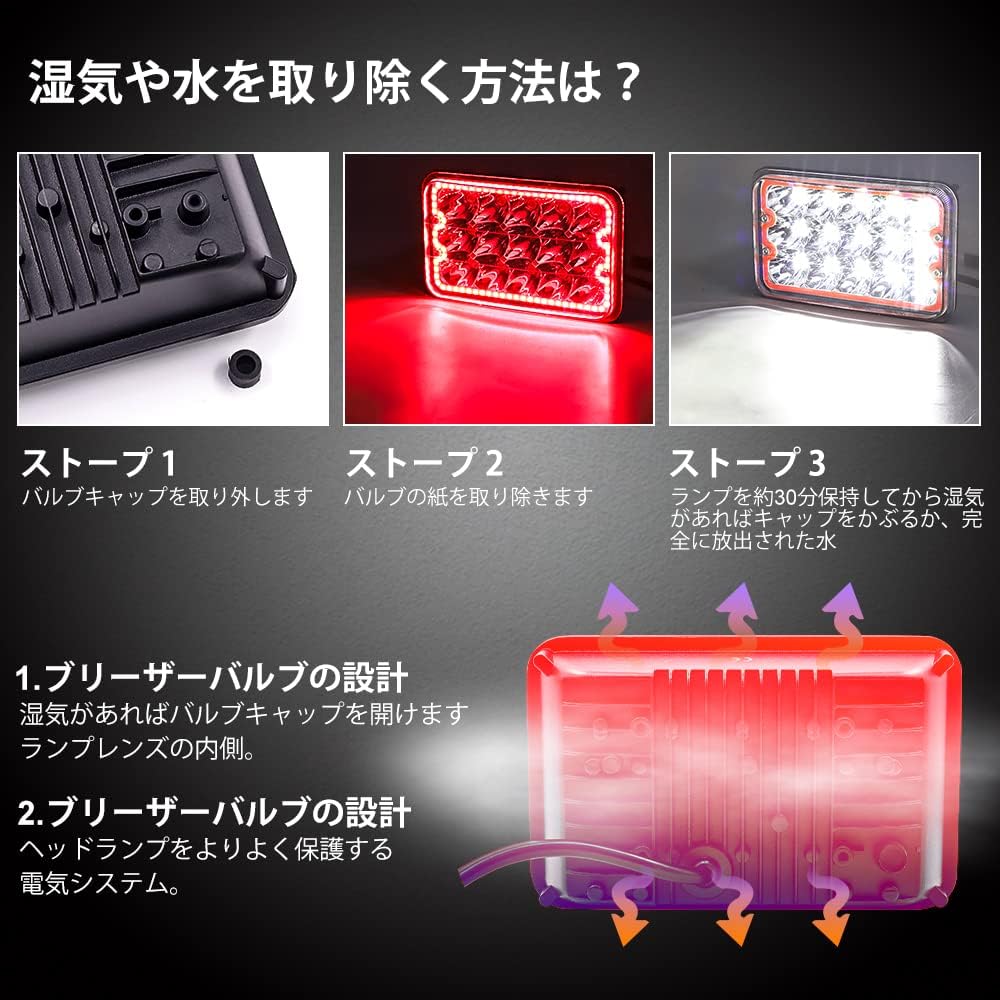 Aoling 4x6 LED Square Sealed for 2 Pieces Headlights, Headlights, Hi/Lo Beam, H4651, H4652, H4656, H466, H6545, H4668, H4642, S10, C10, T800, W900,