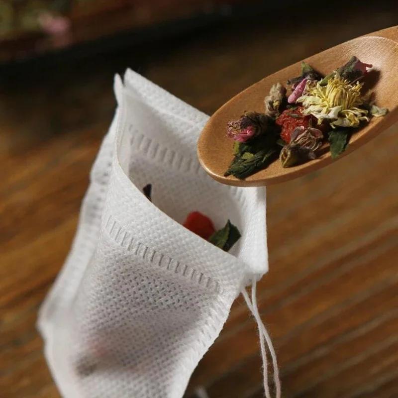 100pcs/pack Disposable Non-Woven Tea Infusers 8*10cm Filter Tea Bag Soup Chinese Medicine Herbs Cotton Yarn Cloth Bag Teaware