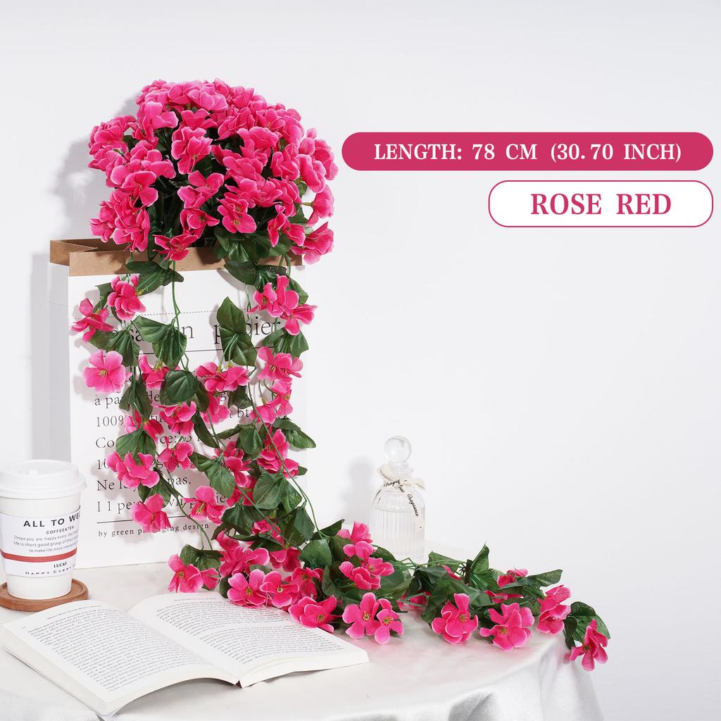 Violets Artificial Flower Rattan Fake Plant Vine Decoration Wall Hanging Roses Flowers for Home Wed Party interior outdoor Decor