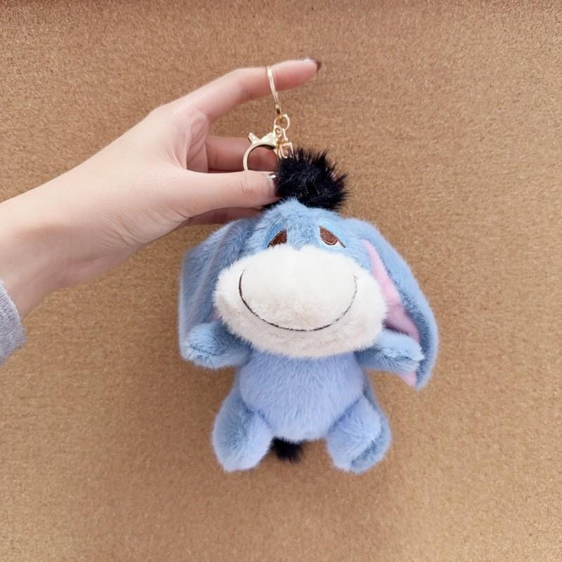 

Plush Pooh Piglet Keychain With Silver Chain And Keyring For Backpack Bag Decor синий