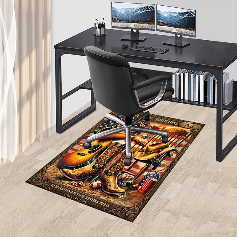 1PC American Traditions Handcrafted Western Wares Non-Slip Floor Carpet Compatible for Office&Living Room&Bedroom&Dining room - Soft & Pattern-G0386